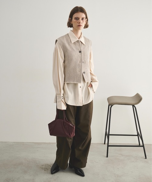 LOSCa（ロスカ）の「サイドタックワイドパンツ（スラックス・レディース・カーキ/グレー・M/S）」の22枚目の写真