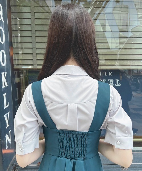 F i.n.t（フィント）の「【セットアップ対応】ゴールド釦プリーツジャンパースカート/fint フィント（ジャンパースカート・レディース・ブルーグリーン/モカ・FREE）」の8枚目の写真