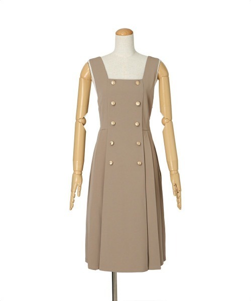 F i.n.t（フィント）の「【セットアップ対応】ゴールド釦プリーツジャンパースカート/fint フィント（ジャンパースカート・レディース・ブルーグリーン/モカ・FREE）」の22枚目の写真