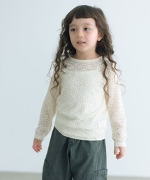 green label relaxing（グリーンレーベルリラクシング）の「花柄 ジャガードトップス / キッズ  100㎝-160㎝（Tシャツ/カットソー・キッズ）」