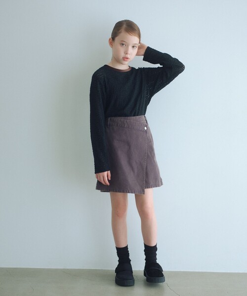 green label relaxing（グリーンレーベルリラクシング）の「花柄 ジャガードトップス / キッズ  100㎝-160㎝（Tシャツ/カットソー・キッズ・オフホワイト/ライトブルー/ブラック・120cm/150cm/110cm/160cm/130cm/140cm/100cm）」の6枚目の写真