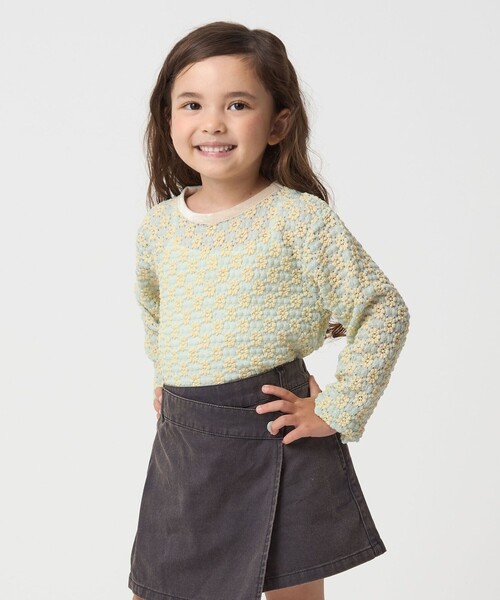 green label relaxing（グリーンレーベルリラクシング）の「花柄 ジャガードトップス / キッズ  100㎝-160㎝（Tシャツ/カットソー・キッズ・オフホワイト/ライトブルー/ブラック・120cm/150cm/110cm/160cm/130cm/140cm/100cm）」の12枚目の写真