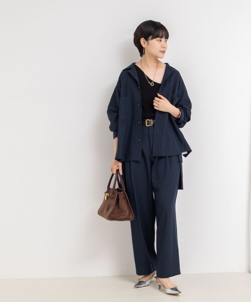 Rie Miller（リエミラー）の「《セットアップ対応》オープンカラービッグシルエットシャツ（シャツ/ブラウス・レディース・ネイビー/オリーブ/グレー・38）」の17枚目の写真