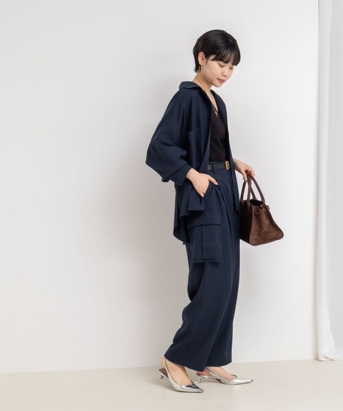 Rie Miller（リエミラー）の「《セットアップ対応》オープンカラービッグシルエットシャツ（シャツ/ブラウス・レディース・ネイビー/オリーブ/グレー・38）」の18枚目の写真