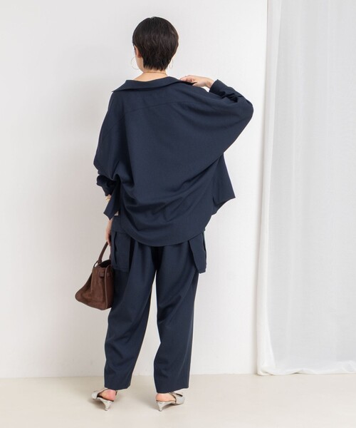 Rie Miller（リエミラー）の「《セットアップ対応》オープンカラービッグシルエットシャツ（シャツ/ブラウス・レディース・ネイビー/オリーブ/グレー・38）」の20枚目の写真