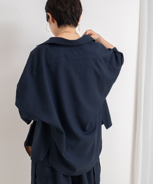 Rie Miller（リエミラー）の「《セットアップ対応》オープンカラービッグシルエットシャツ（シャツ/ブラウス・レディース・ネイビー/オリーブ/グレー・38）」の21枚目の写真