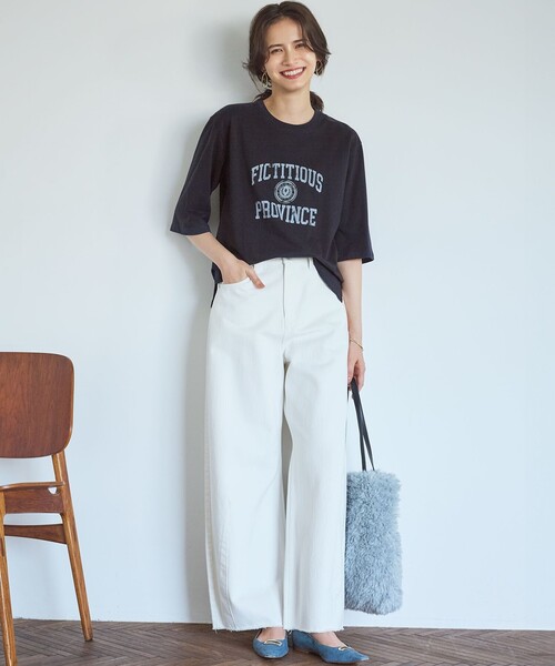 23区 L（ニジュウサンクオオキイサイズ）の「【SLOW/一部店舗限定】MVSコットン ヴィンテージ風 ロゴTEE（Tシャツ/カットソー・レディース・ネイビー系/ダルブルー系/ベージュ系/カーキ系・46/44）」の16枚目の写真