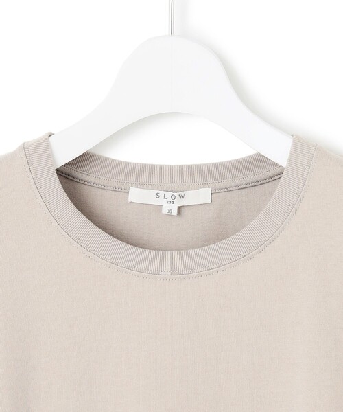 23区 L（ニジュウサンクオオキイサイズ）の「【SLOW/一部店舗限定】MVSコットン ヴィンテージ風 ロゴTEE（Tシャツ/カットソー・レディース・ネイビー系/ダルブルー系/ベージュ系/カーキ系・46/44）」の9枚目の写真