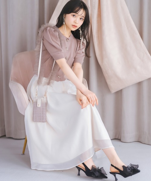 WILLSELECTION（ウィルセレクション）の「オーガンジータックフレアスカート（スカート・レディース・ピンク/ブラック/オフホワイト・MEDIUM/SMALL）」の2枚目の写真