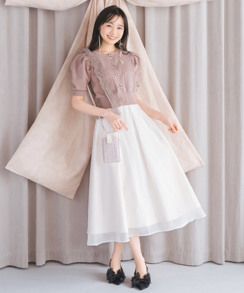 WILLSELECTION（ウィルセレクション）の「オーガンジータックフレアスカート（スカート・レディース・ピンク/ブラック/オフホワイト・MEDIUM/SMALL）」の5枚目の写真