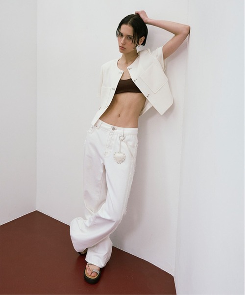 Fringe Line Wide Denim Pants