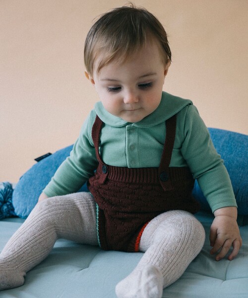 こども ビームス(コドモビームス)の「ベビー ニット サスペンダー付 ブルマ 2025FW(70~80cm)(その他パンツ・キッズ・ナチュラル/ブラウン・70/80)」の4枚目の写真