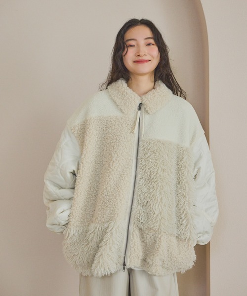 パッチワークボアブルゾン（ブルゾン）｜niko and