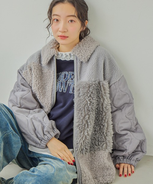 パッチワークボアブルゾン（ブルゾン）｜niko and（ニコアンド）の