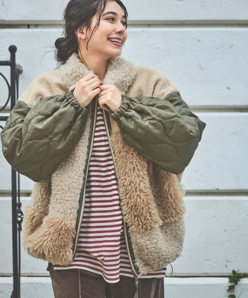 セール】パッチワークボアブルゾン（ブルゾン）｜niko and