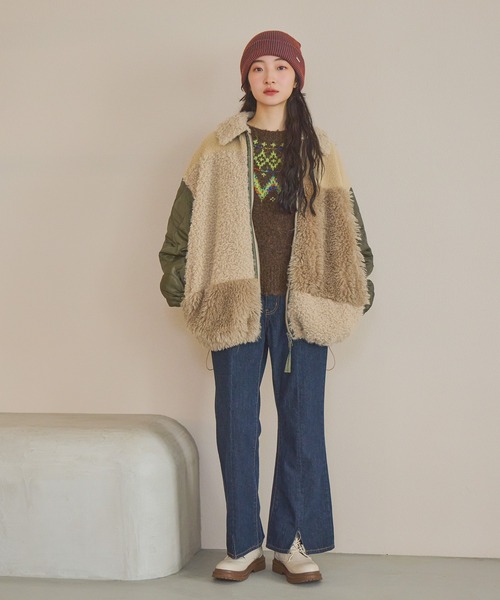 パッチワークボアブルゾン（ブルゾン）｜niko and（ニコアンド）の