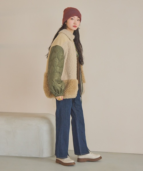 セール】パッチワークボアブルゾン（ブルゾン）｜niko and