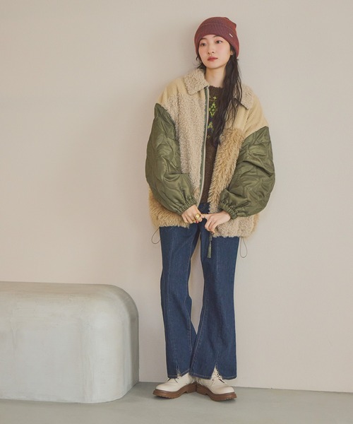 セール】パッチワークボアブルゾン（ブルゾン）｜niko and