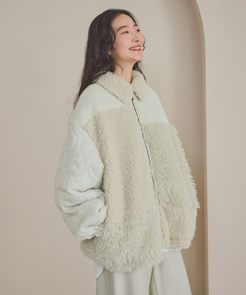 パッチワークボアブルゾン（ブルゾン）｜niko and（ニコアンド）の