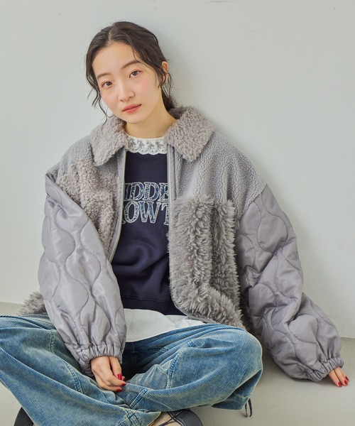 セール】パッチワークボアブルゾン（ブルゾン）｜niko and