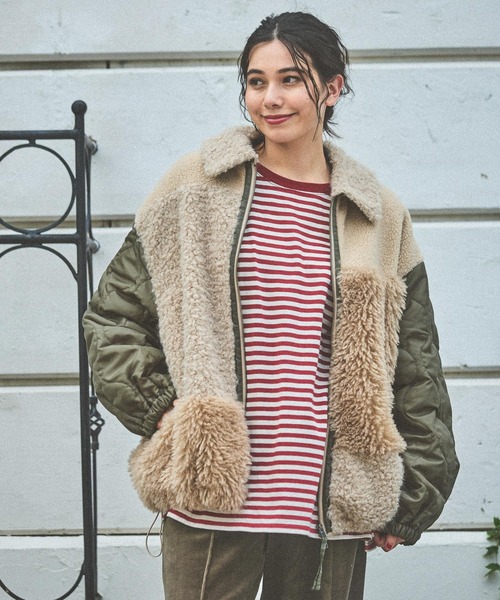 セール】パッチワークボアブルゾン（ブルゾン）｜niko and