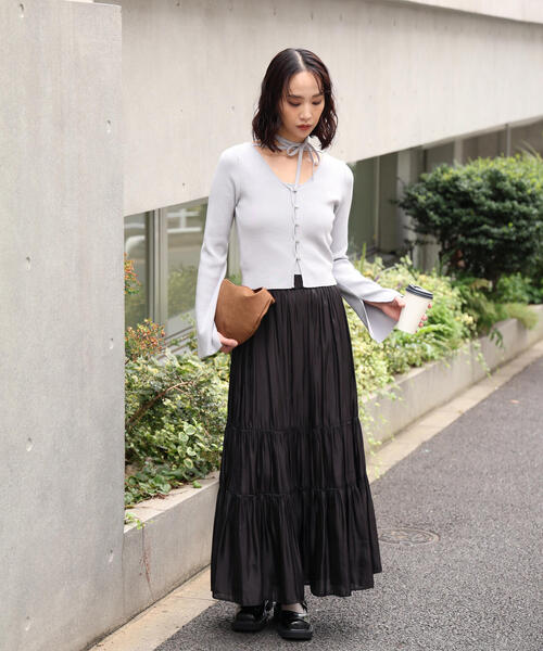 FREE'S MART（フリーズマート）の「◇キャミレイヤードニットカーディガン（ニット/セーター・レディース・ホワイト/ボルドー/ブラック/グレー・FREE）」の17枚目の写真