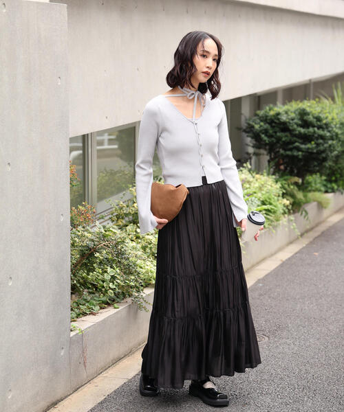 FREE'S MART（フリーズマート）の「◇キャミレイヤードニットカーディガン（ニット/セーター・レディース・ホワイト/ボルドー/ブラック/グレー・FREE）」の18枚目の写真