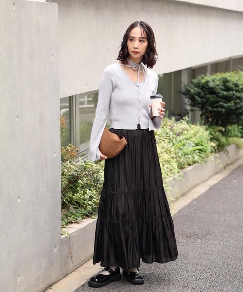 FREE'S MART（フリーズマート）の「◇キャミレイヤードニットカーディガン（ニット/セーター・レディース・ホワイト/ボルドー/ブラック/グレー・FREE）」の19枚目の写真