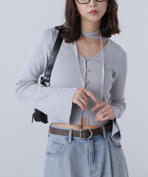 FREE'S MART（フリーズマート）の「◇キャミレイヤードニットカーディガン（ニット/セーター・レディース・ホワイト/ボルドー/ブラック/グレー・FREE）」の20枚目の写真