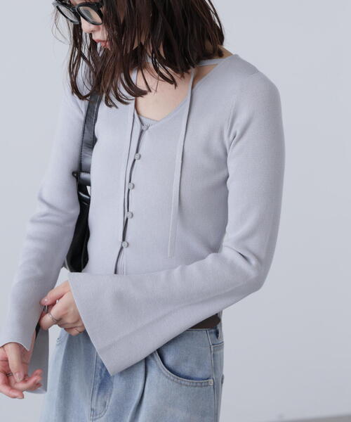 FREE'S MART（フリーズマート）の「◇キャミレイヤードニットカーディガン（ニット/セーター・レディース・ホワイト/ボルドー/ブラック/グレー・FREE）」の21枚目の写真