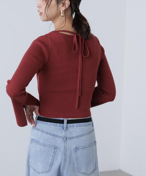 FREE'S MART（フリーズマート）の「◇キャミレイヤードニットカーディガン（ニット/セーター・レディース・ホワイト/ボルドー/ブラック/グレー・FREE）」の6枚目の写真