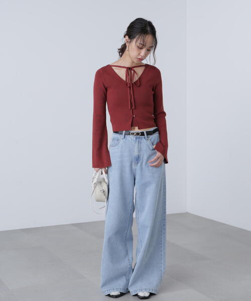 FREE'S MART（フリーズマート）の「◇キャミレイヤードニットカーディガン（ニット/セーター・レディース・ホワイト/ボルドー/ブラック/グレー・FREE）」の10枚目の写真