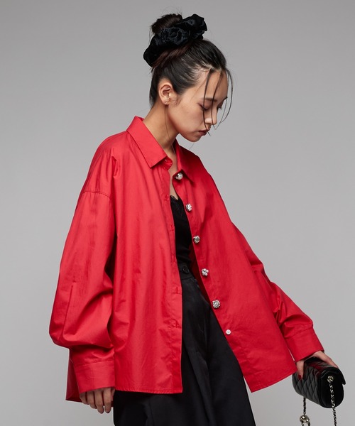 Narcissus（ナルシス）の「シンプルカラーシャツ/オーバーシャツ（シャツ/ブラウス・レディース・ピンク/レッド・FREE）」の2枚目の写真