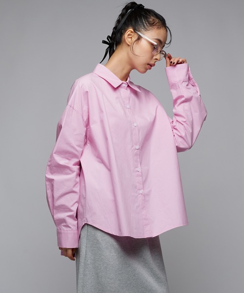 美品 PATOU パトゥ シルク ドレープ ブラウス シャツ ピンク 長袖 36 ジョゼットシルク100%】刺繡生地 上品に透けるフェミニンブラウス