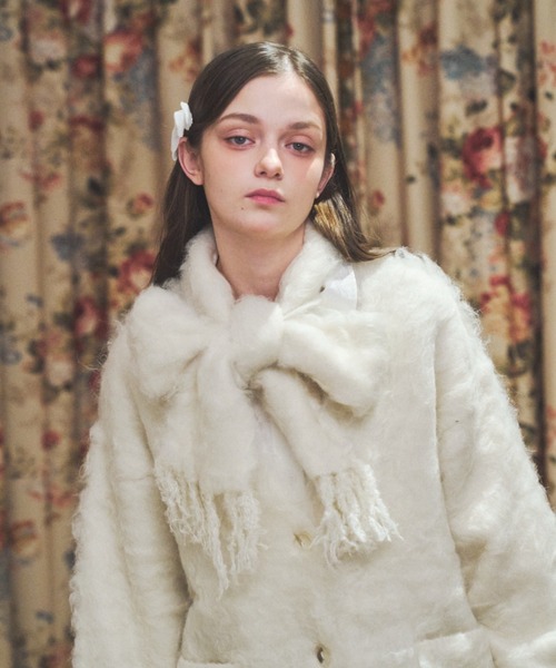 セール】マフラー付きシャギーカーディガン（カーディガン/ボレロ