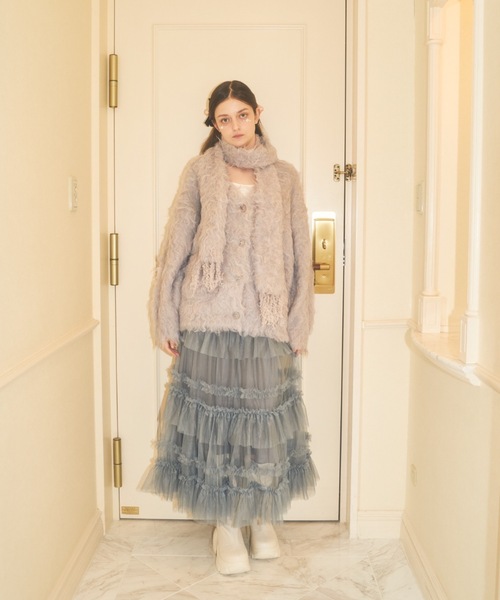 Lovilyn(ラヴィリン)の「マフラー付きシャギーカーディガン(カーディガン/ボレロ・レディース・ホワイト/ライトグレー/ピンク/ボルドー・FREE)」の17枚目の写真