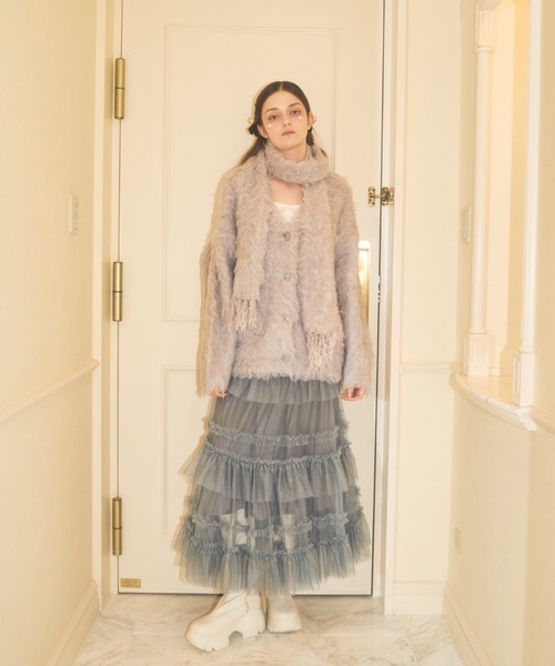 Lovilyn(ラヴィリン)の「マフラー付きシャギーカーディガン(カーディガン/ボレロ・レディース・ホワイト/ライトグレー/ピンク/ボルドー・FREE)」の18枚目の写真