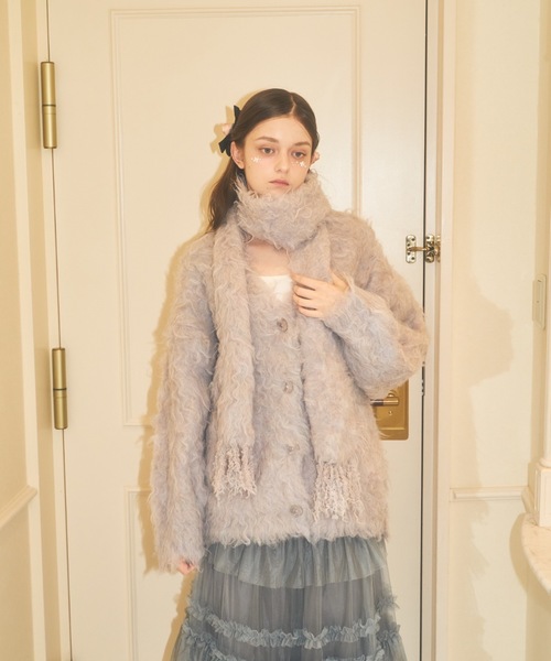 Lovilyn(ラヴィリン)の「マフラー付きシャギーカーディガン(カーディガン/ボレロ・レディース・ホワイト/ライトグレー/ピンク/ボルドー・FREE)」の22枚目の写真