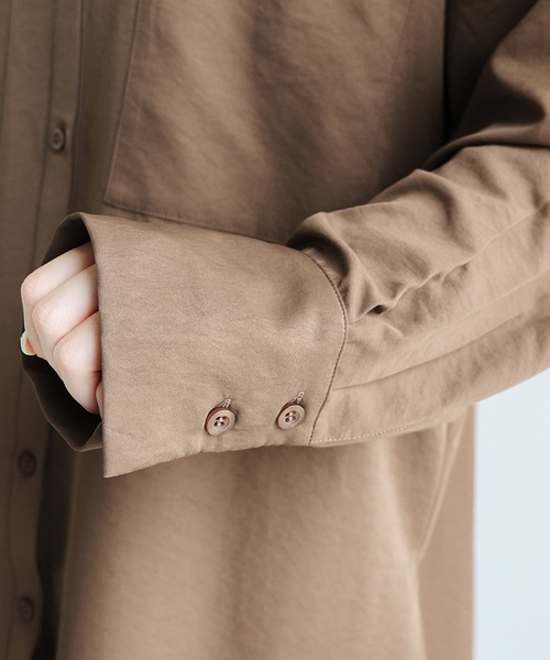 とろみバンドカラーロングシャツ（シャツ/ブラウス）｜evernavy