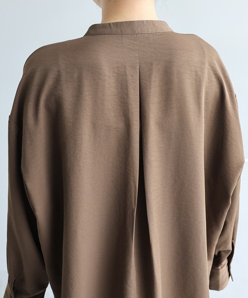 セール】とろみバンドカラーロングシャツ（シャツ/ブラウス