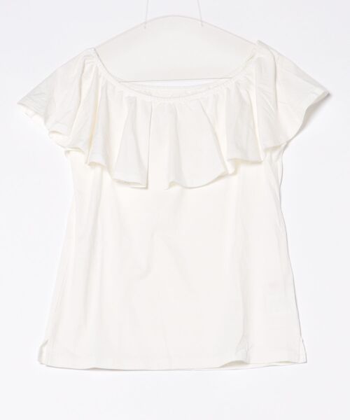 Maunaloa（マウナロア）の「【Maunaloa】ストレッチフリルトップス［NEW］（Tシャツ/カットソー・レディース・ホワイト/エメラルド/ブラック/イエロー・M/L）」の2枚目の写真