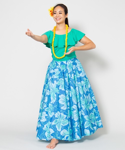 Maunaloa（マウナロア）の「【Maunaloa】ストレッチフリルトップス［NEW］（Tシャツ/カットソー・レディース・ホワイト/エメラルド/ブラック/イエロー・M/L）」の13枚目の写真