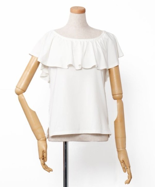 Maunaloa（マウナロア）の「【Maunaloa】ストレッチフリルトップス［NEW］（Tシャツ/カットソー・レディース・ホワイト/エメラルド/ブラック/イエロー・M/L）」の6枚目の写真