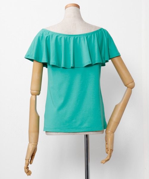 Maunaloa（マウナロア）の「【Maunaloa】ストレッチフリルトップス［NEW］（Tシャツ/カットソー・レディース・ホワイト/エメラルド/ブラック/イエロー・M/L）」の9枚目の写真