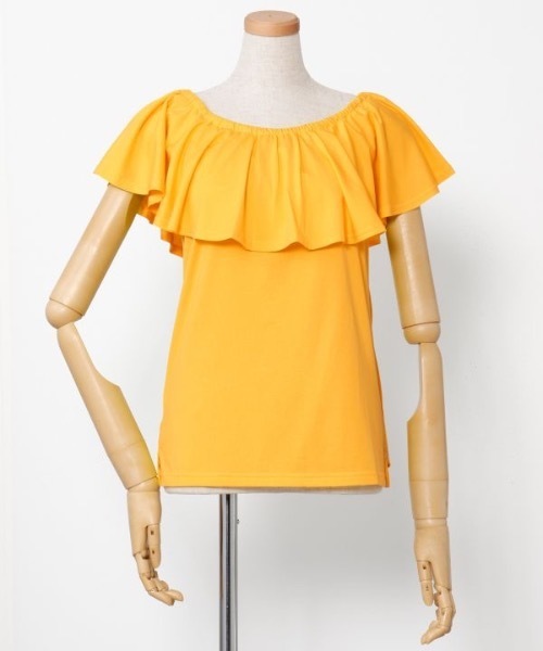 Maunaloa（マウナロア）の「【Maunaloa】ストレッチフリルトップス［NEW］（Tシャツ/カットソー・レディース・ホワイト/エメラルド/ブラック/イエロー・M/L）」の16枚目の写真