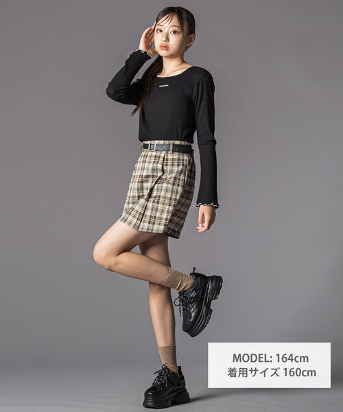 ZIDDY（ジディ）の「【 ニコ☆プチ 掲載 】メロウリブテレコ長袖Tシャツ(130~160cm)（Tシャツ/カットソー・キッズ・ベージュ/ブラック・140cm/150cm/FREE/130cm）」の3枚目の写真