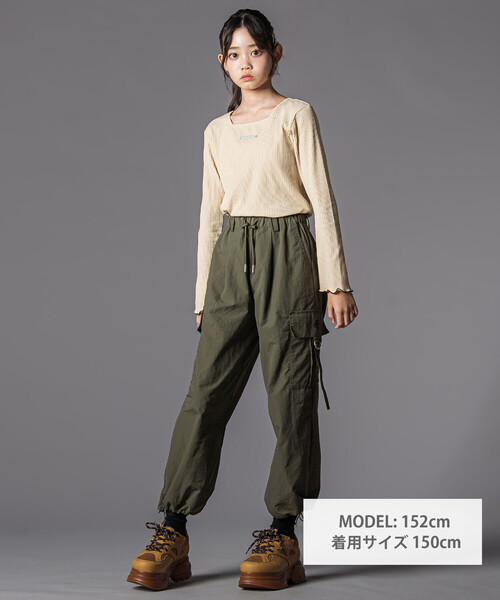 ZIDDY（ジディ）の「【 ニコ☆プチ 掲載 】メロウリブテレコ長袖Tシャツ(130~160cm)（Tシャツ/カットソー・キッズ・ベージュ/ブラック・140cm/150cm/FREE/130cm）」の5枚目の写真