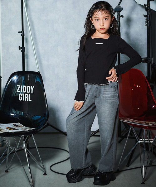 ZIDDY（ジディ）の「【 ニコ☆プチ 掲載 】メロウリブテレコ長袖Tシャツ(130~160cm)（Tシャツ/カットソー・キッズ・ベージュ/ブラック・140cm/150cm/FREE/130cm）」の10枚目の写真