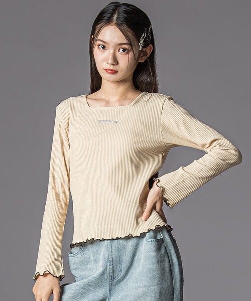 ZIDDY（ジディ）の「【 ニコ☆プチ 掲載 】メロウリブテレコ長袖Tシャツ(130~160cm)（Tシャツ/カットソー・キッズ・ベージュ/ブラック・140cm/150cm/FREE/130cm）」の22枚目の写真