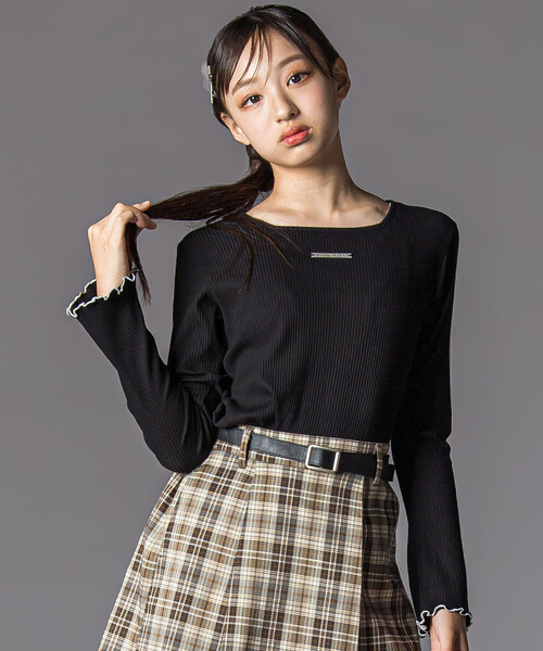 ZIDDY（ジディ）の「【 ニコ☆プチ 掲載 】メロウリブテレコ長袖Tシャツ(130~160cm)（Tシャツ/カットソー・キッズ・ベージュ/ブラック・140cm/150cm/FREE/130cm）」の21枚目の写真